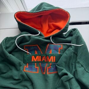 VINTAGE 90s GREEN MIAMI SPORTS HOODIE WITH POCKETS SIZE LARGE